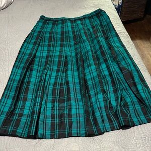 Vintage Pendleton Petite Turquoise and Black Plaid A-Line Wool Skirt